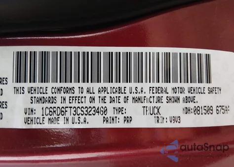 2012 Ram 1500 St z USA, uszkodzony, nr VIN 1C6RD6FT3CS323460